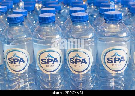 Rotterdam, The Netherlands - January 18, 2020: Plastic bottles with Spa Reine mineral water drinks in Rotterdam, The Netherlands Stock Photo