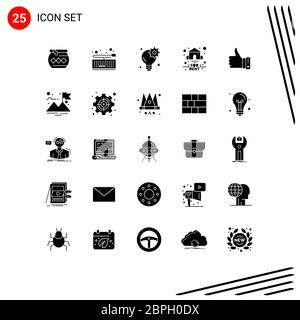 Set of 25 Modern UI Icons Symbols Signs for like, real, keypad, for, gear Editable Vector Design Elements Stock Vector