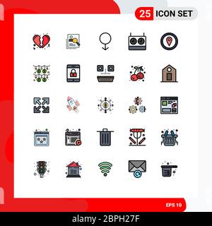 Universal Icon Symbols Group of 25 Modern Filled line Flat Colors of gps, clock, resources, chess, male Editable Vector Design Elements Stock Vector
