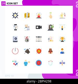 25 Universal Flat Color Signs Symbols of ups, fingers, print, house, happy Editable Vector Design Elements Stock Vector