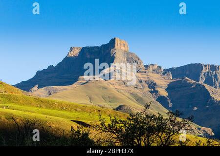 South African landmark, Amphitheatre from Royal Natal National Park. Drakensberg mountains  landscape. Top peaks Stock Photo