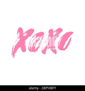 Xoxo. Hand drawn lettering. Happy Valentine's Day. Hugs and kisses. Love. Ink letters. Textured word. Valentine card, postcard, banner, poster, print Stock Photo