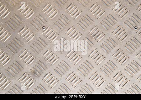 Background metal texture with anti-slip relief. metal sheet against sliding. Stock Photo
