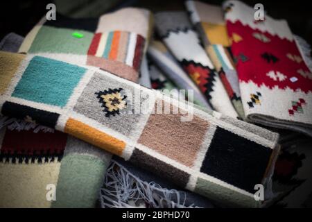 Color image of a hand made carpet. Stock Photo