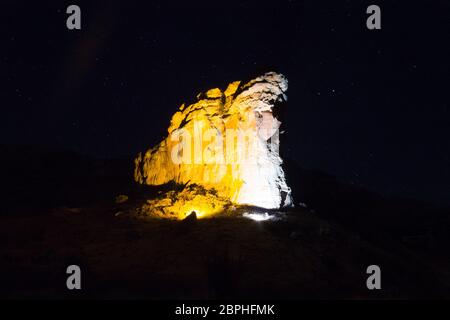 Brandwag Buttress night view from Golden Gate Highlands National Park, South Africa. Famous african landmark Stock Photo