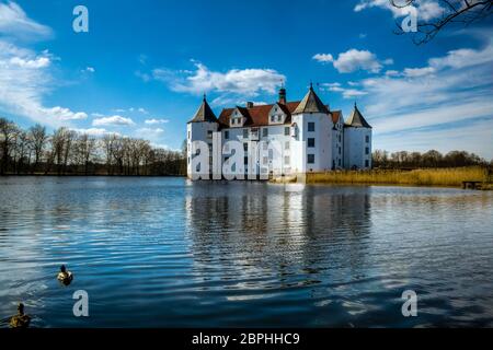 The moated castle in Glücksburg on the Baltic Sea Stock Photo