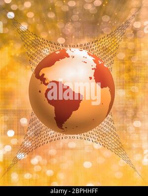 Digital program code with earth globe background Stock Photo - Alamy