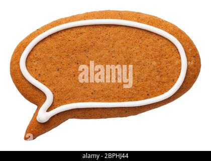 Gingerbread speech bubble isolated on white background. Top view Stock Photo
