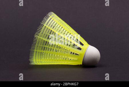 Close-up of shuttle badminton, isolated on black background Stock Photo