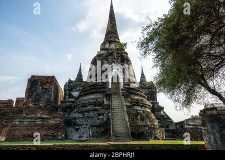 Wat Phra Si Sanphet Buddhist temple scenery in Ayutthaya, Thailand. The view of one of the three main Chedis. Stock Photo