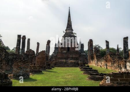 Wat Phra Si Sanphet Buddhist temple scenery in Ayutthaya, Thailand. The view of one of the three main Chedis. Stock Photo