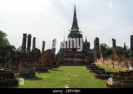 Wat Phra Si Sanphet Buddhist temple scenery in Ayutthaya, Thailand. The view of one of the three main Chedis. Stock Photo