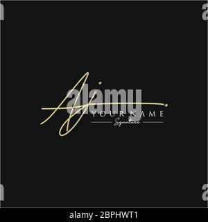 AJ signature logo template vector. Hand drawn Calligraphy lettering