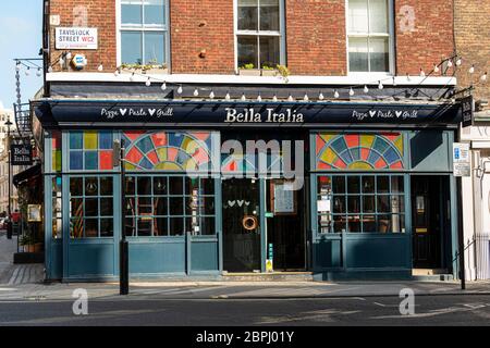 London, UK. 19th May, 2020. Bella Italia restaurant company seen at The Wellington, London.The owner of the Bella Italia and Café Rouge restaurant chains has said it is considering administration as the coronavirus crisis pushes the struggling business near to collapse, putting 6,000 jobs at risk. Credit: SOPA Images Limited/Alamy Live News Stock Photo