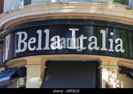 London, UK. 19th May, 2020. Bella Italia restaurant company seen in Leicester Square, London.The owner of the Bella Italia and Café Rouge restaurant chains has said it is considering administration as the coronavirus crisis pushes the struggling business near to collapse, putting 6,000 jobs at risk. Credit: SOPA Images Limited/Alamy Live News Stock Photo
