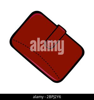 Men's brown wallet with a button closure. Men's accessory. Vector illustration Isolated on White Background Stock Vector