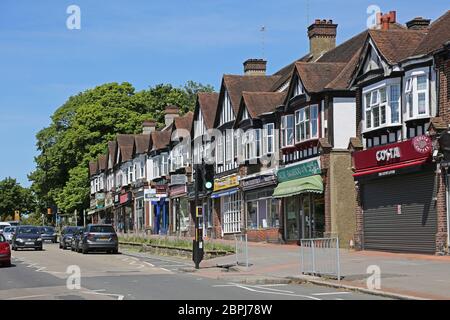 Shops on Limpsfield Road in the village of Sanderstead, an affluent ...