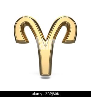 Golden zodiac sign ARIES 3D rendering illustration isolated on white background Stock Photo