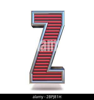 Metal red lines font Letter Z 3D render illustration isolated on white background Stock Photo