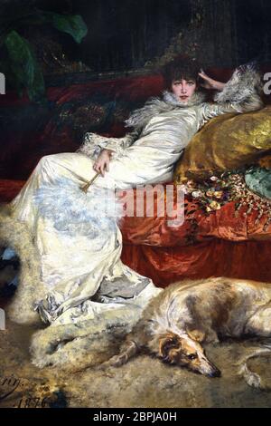 Portrait of Sarah Bernhardt 1876 Georges Clairin 1843 - 1919  French, France. ( Portrait of Mlle Sarah Bernhardt, Member of the Comédie Française. ) Stock Photo