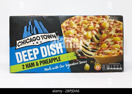 Chicago Town Deep Dish Ham & Pineapple Pizzas Stock Photo