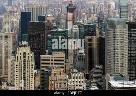 High-angle view of Midtown Manhattan skyscrapers in New York City, United States of America Stock Photo