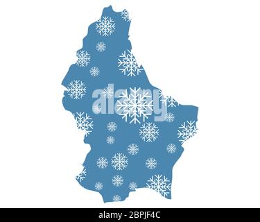 Map of Luxembourg with snowflakes Stock Photo