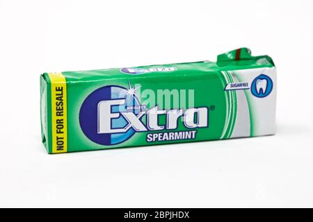 Wrigley's Extra Spearmint Sugarfree Chewing Gum Stock Photo