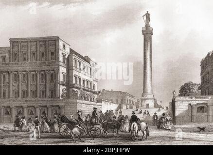 The Duke of York Column, London, England, 19th century.  From The History of London: Illustrated by Views in London and Westminster, published c.1838. Stock Photo