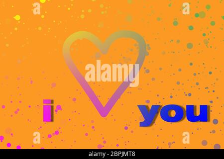 Bright sign heart on flicker orange color gradient background Stock Photo