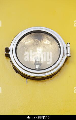 Focus round car, detail of an illumination element on a street vehuclo bulb Stock Photo