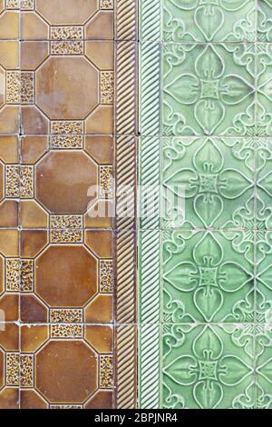 Lisbon typical tiles detail of a typical wall decoration in Portugal Stock Photo