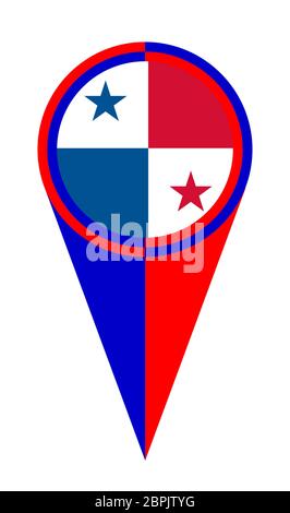 Red white and blue Stars and Stripes map pointer pin icon Panama location flag marker Stock Photo
