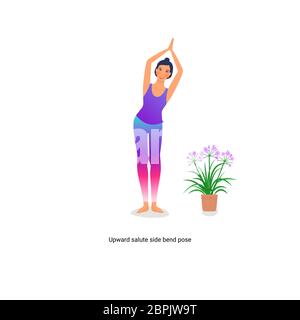 beautiful girl is doing standing yoga pose. isolated on white background Stock Vector