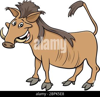 Cartoon Illustration of Funny Warthog Wild African Animal Character Stock Vector
