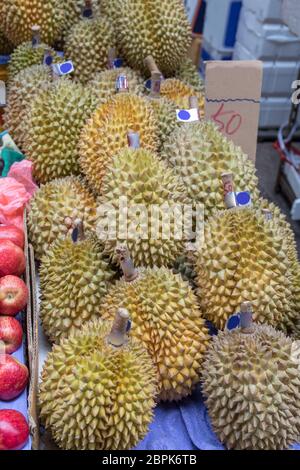 Big Bunch of Durian Tropical Fruit at Market Stock Photo - Alamy