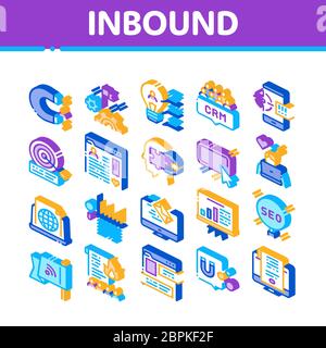 Inbound Marketing Isometric Icons Set Vector Stock Vector