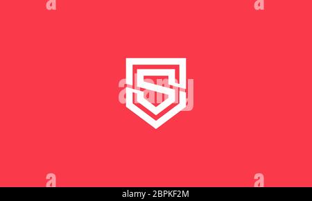 abstract letter s in the shield with outline or line art style . vector illustration eps10 Stock Vector