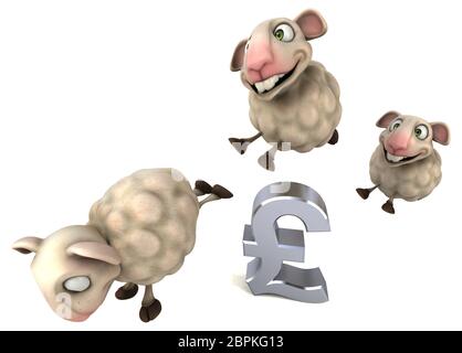 Fun sheep - 3D Illustration Stock Photo