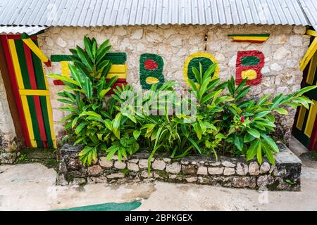 Nine Mile, Jamaica JANUARY 07, 2017: Bob Marley small house where he has grown. Bob Marley Mausoleum compound Stock Photo