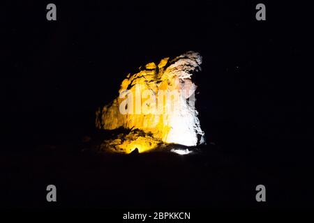 Brandwag Buttress night view from Golden Gate Highlands National Park, South Africa. Famous african landmark Stock Photo