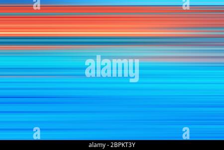 Abstract gradient background of parallel horizontal orange and blue stripes. Colorful graphic pattern with space for copy and design. Stock Photo