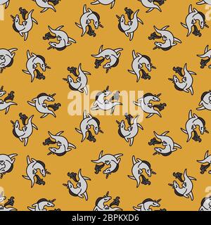 for childrens textile. Seamless pattern. Soft colors. White unicorns Stock Photo