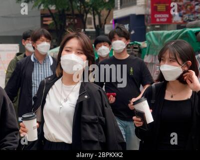 Hongik University Area, May 14, 2020 : The streets in Hongik University Area or Hongdae in Seoul, South Korea. Credit: Lee Jae-Won/AFLO/Alamy Live News Stock Photo