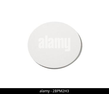 Blank beer coaster isolated on white background. Clipping path. Stock Photo