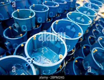 A junction boxes for installing electrical components Stock Photo