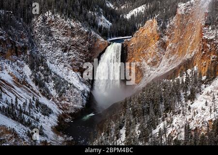 WY04399-00....WYOMING - The Lower Falls in the Grand Canyon of the Yellowstone River in Yellowstone National Park. Stock Photo