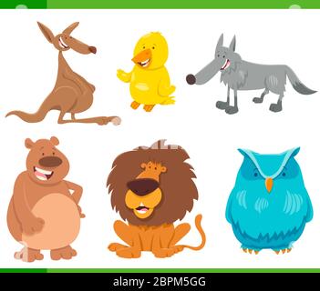 Cartoon Illustration of Funny Wild Animal Characters Set Stock Photo