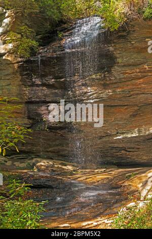 Serene Moore Cove Falls in a Shaded Forest Glen in Pisgah National Forest in North Carolina Stock Photo