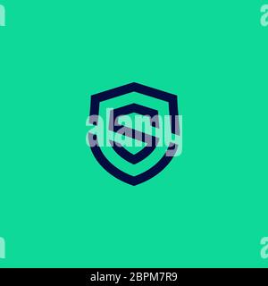 abstract letter s in the shield with outline or line art style . vector illustration eps10 Stock Vector